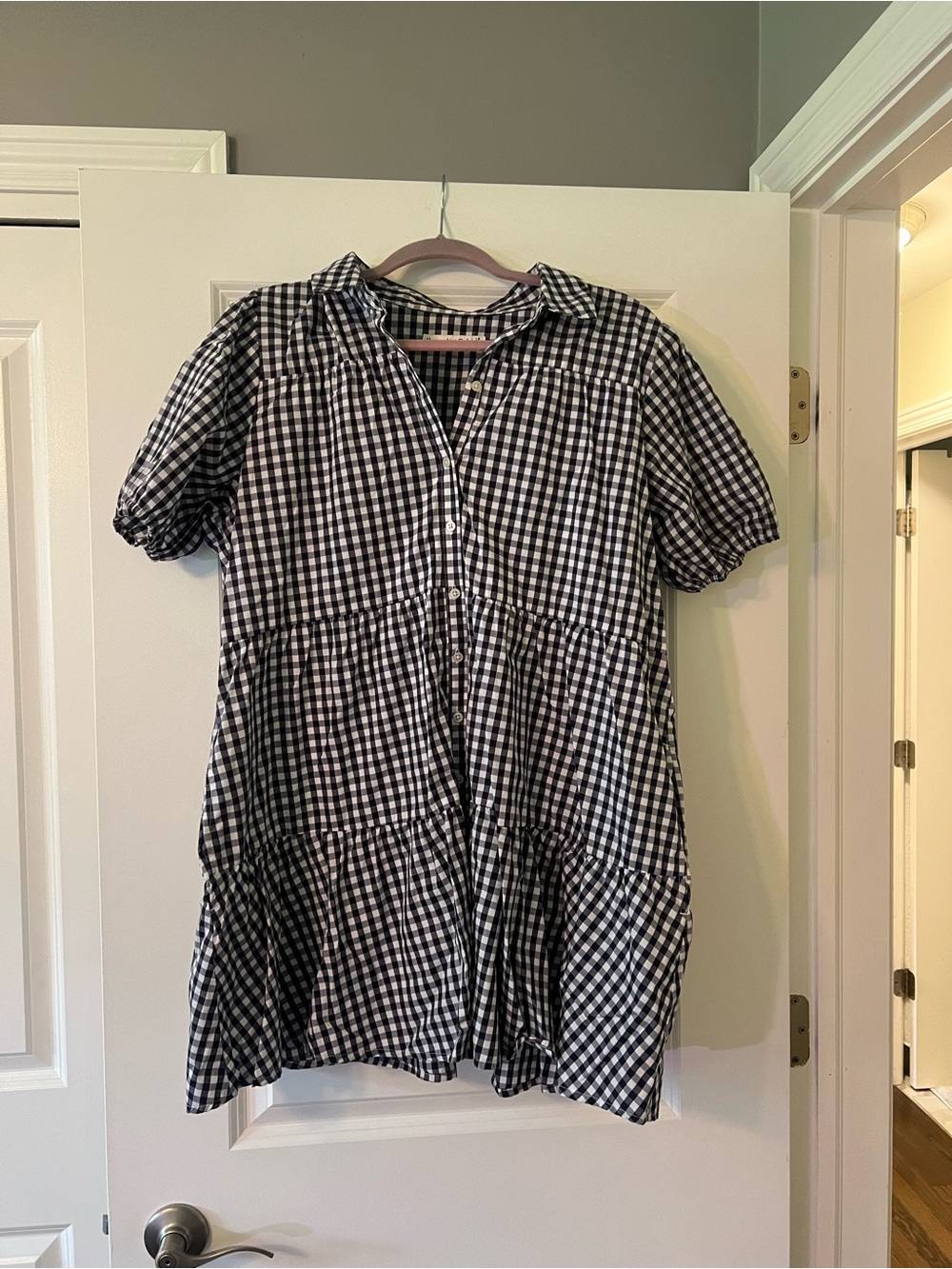 Abercrombie & Fitch Black and White Gingham Button-Front Shirt Dress NWOT